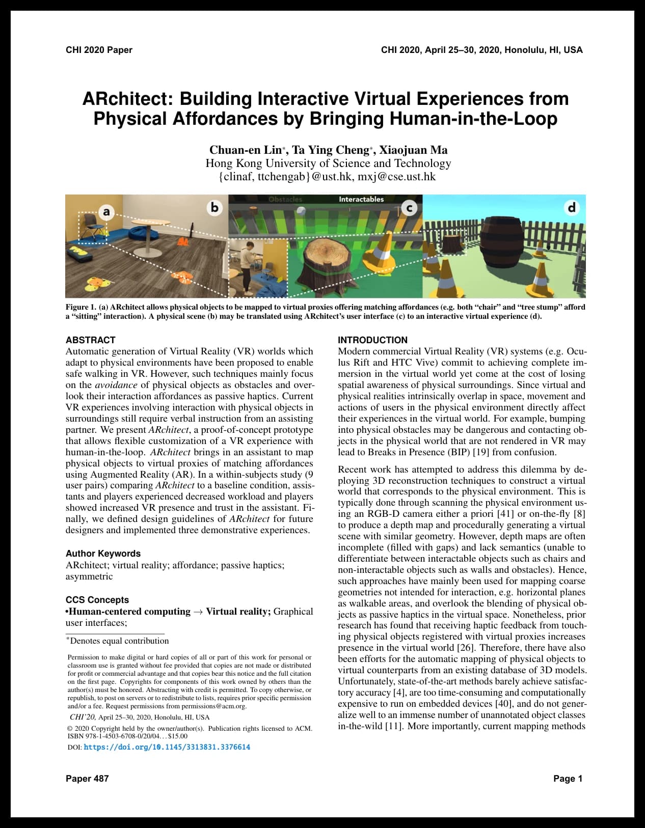ARchitect: Building Interactive VR from Physical Affordances