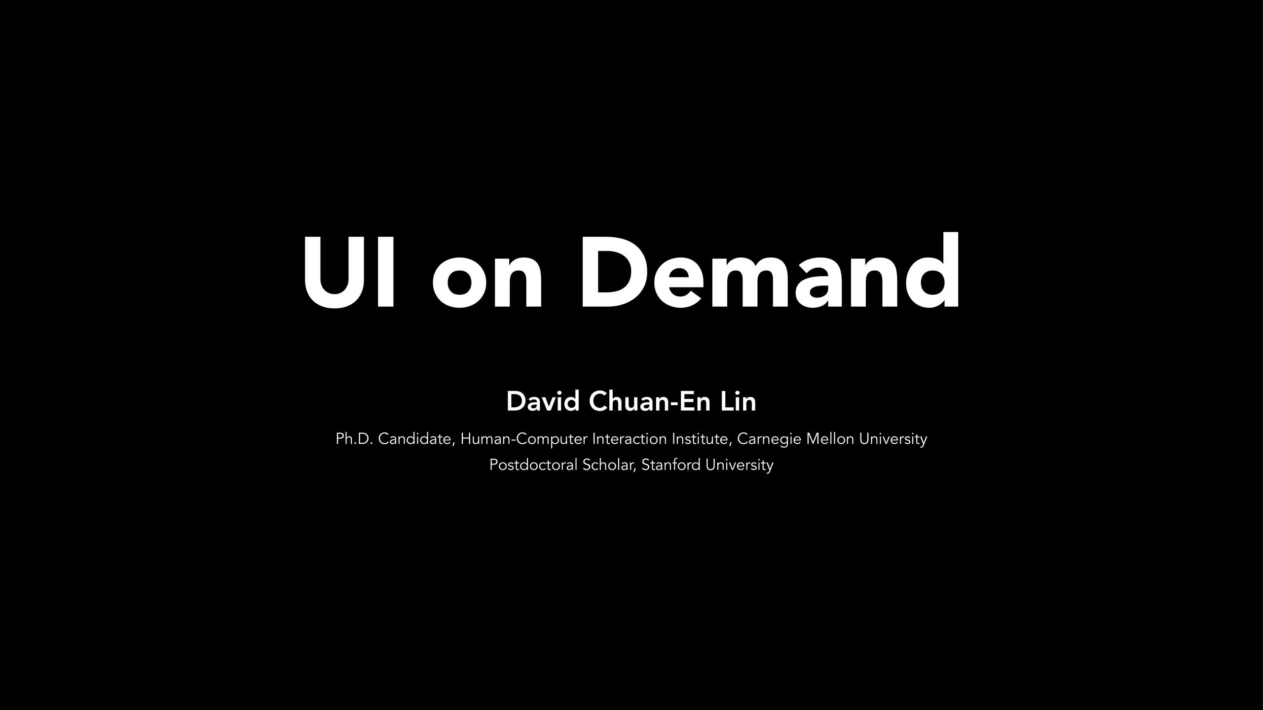 Title slide: UI on Demand